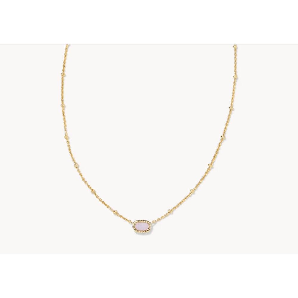 Kendra Scott Mini Elisa Necklace Duo (2) Gold & Pink Opalite NIB Boxes + Pouches - Picture 4 of 5